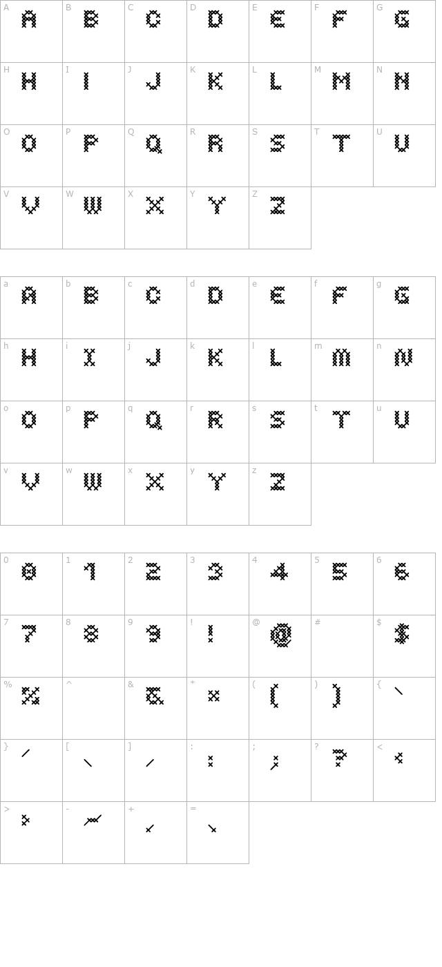 Costura Bold character map