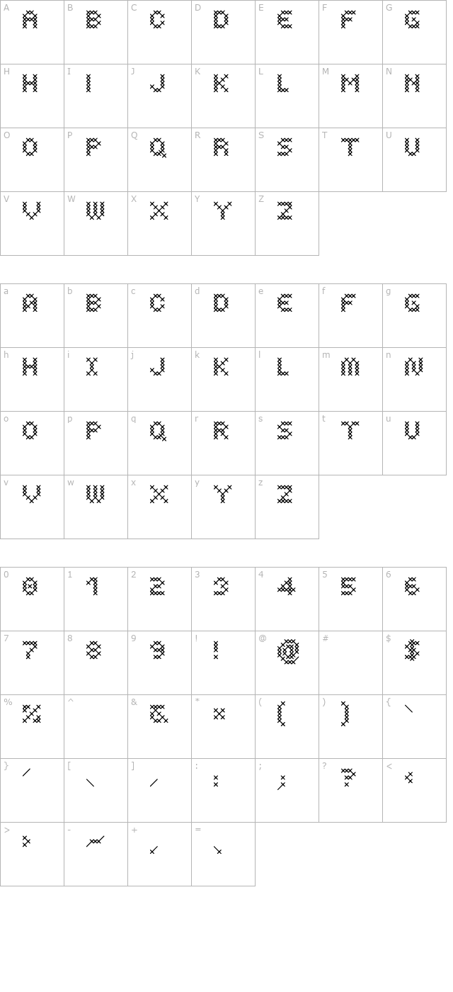 Costura Light character map