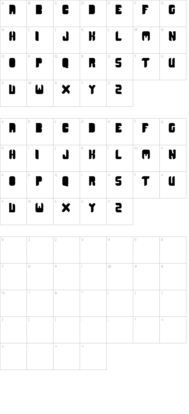 CR21 Type character map