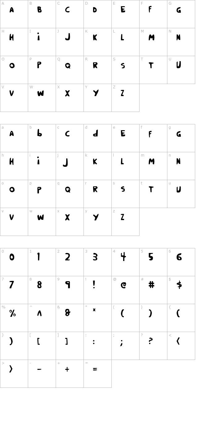 crappity-crap-crap-condensed character map