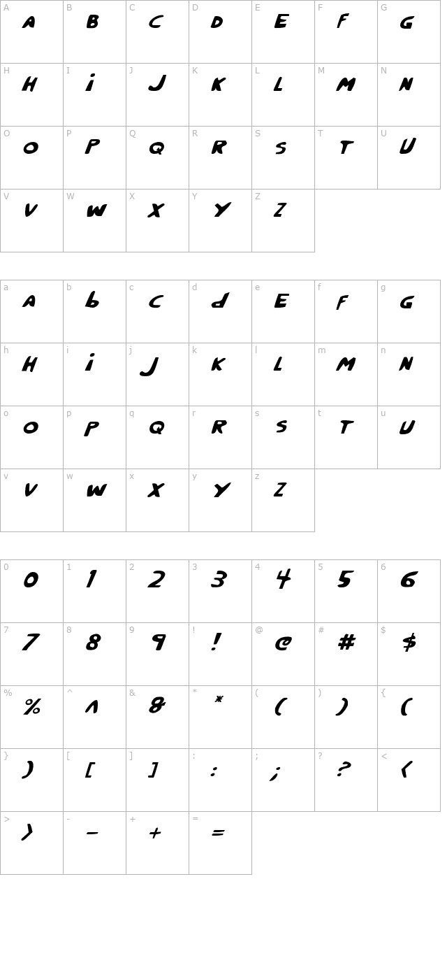 crappity-crap-crap-italic character map