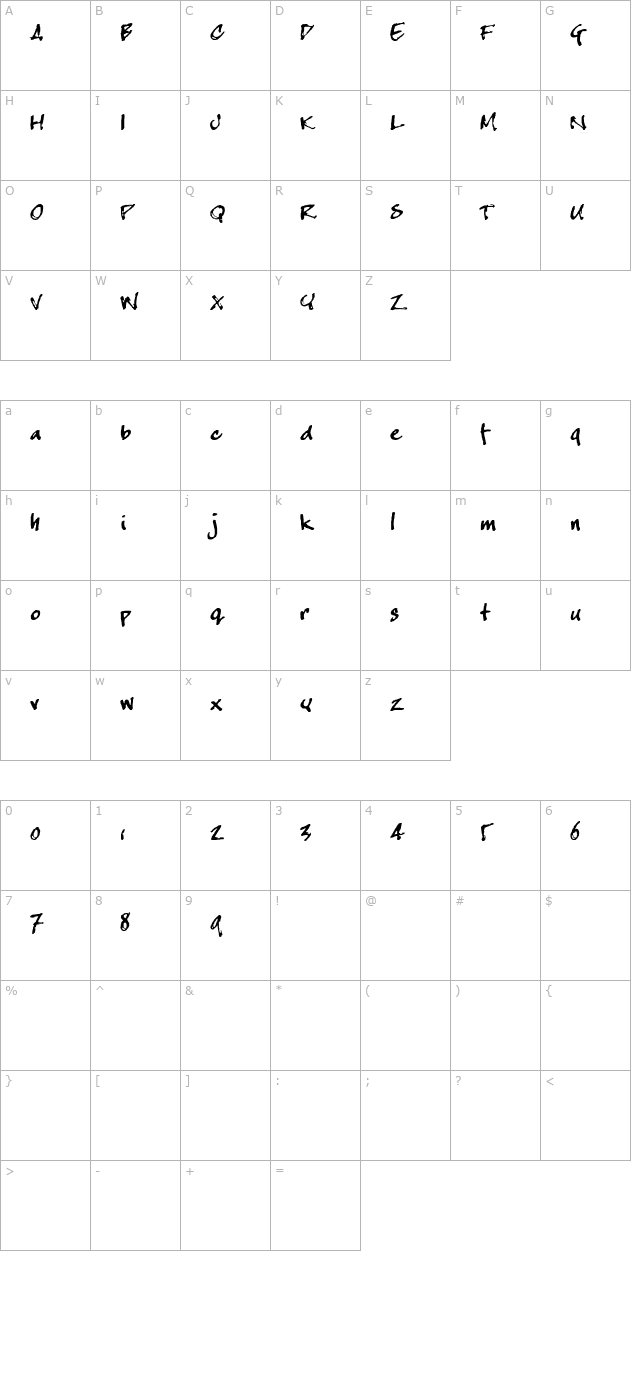 crappyjoe-otf character map