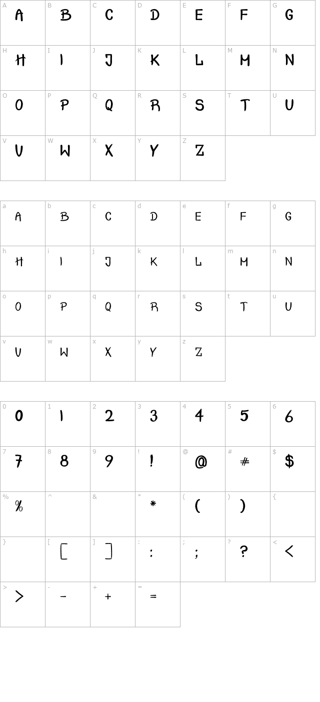 crash-test-otf character map