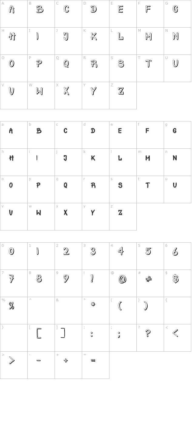 crash-test-shadow-otf character map