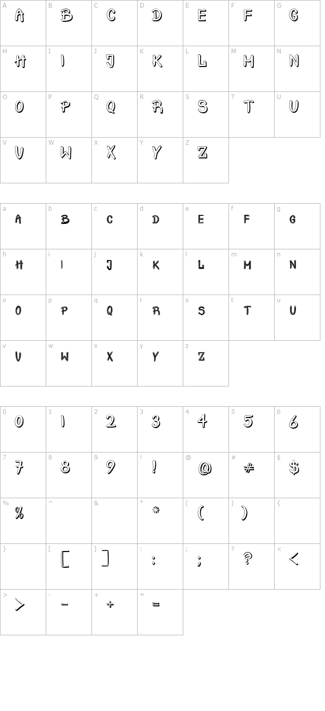 Crash Test Shadow character map