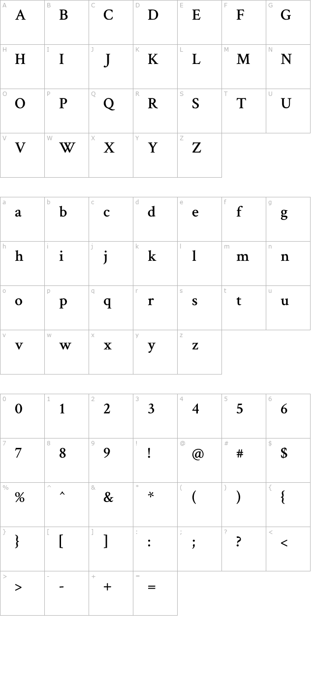 crimson-text-semibold character map