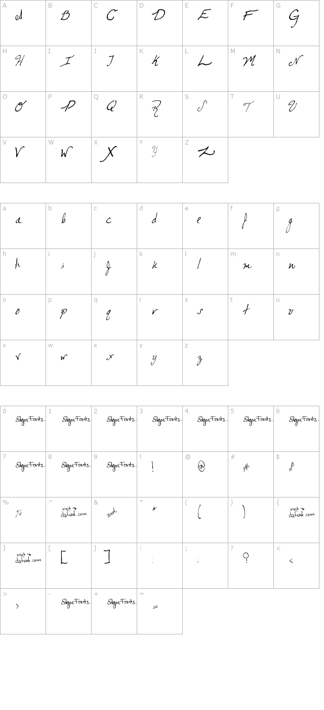 cursive-edgar character map