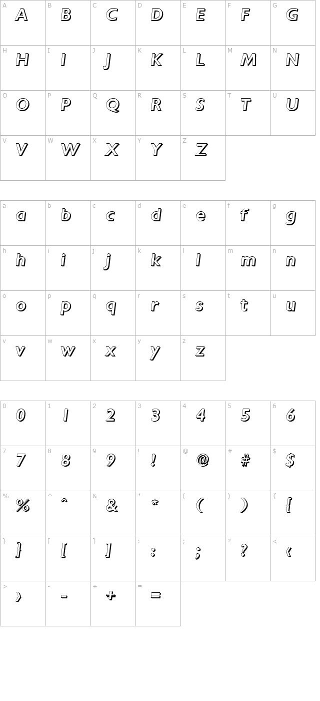 davidbeckershadow-medium-italic character map