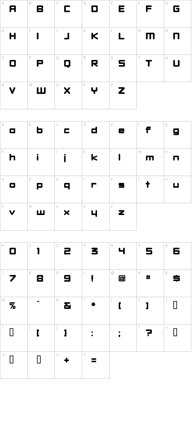 DBXLNightfever ExtraWide character map