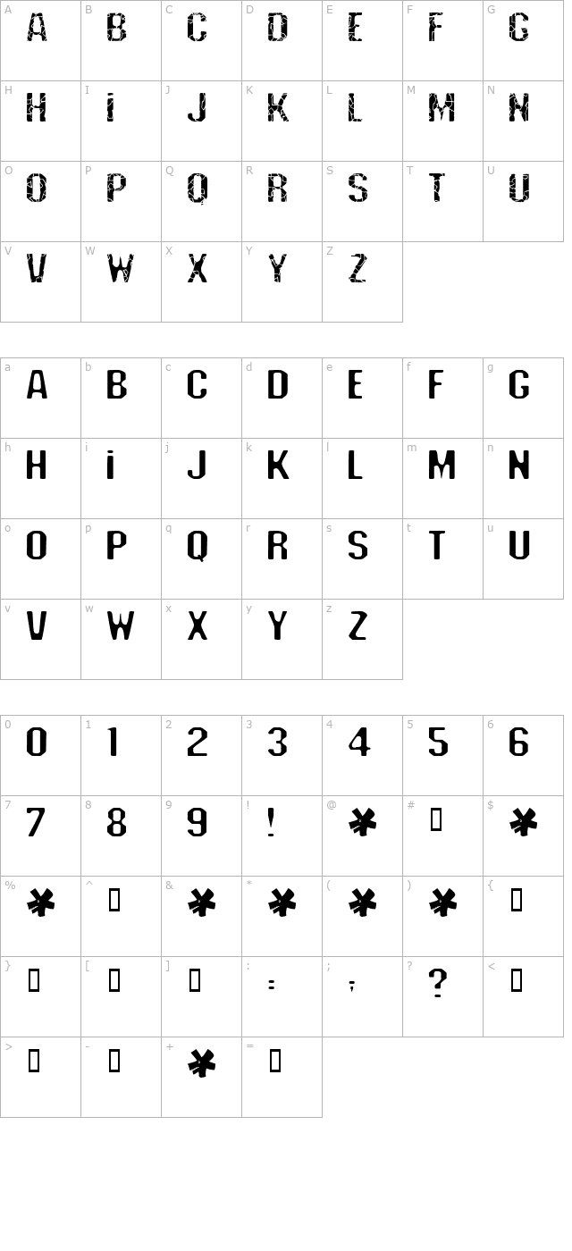 Deadline character map