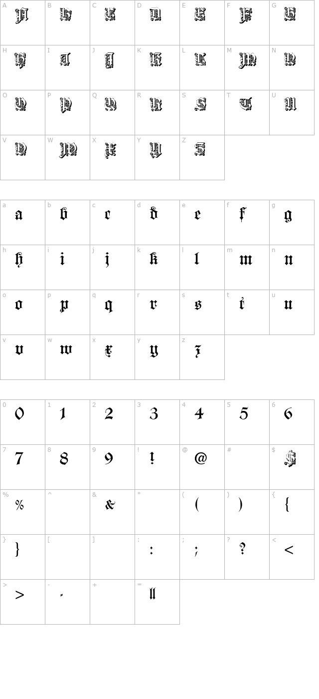 dearest-open character map