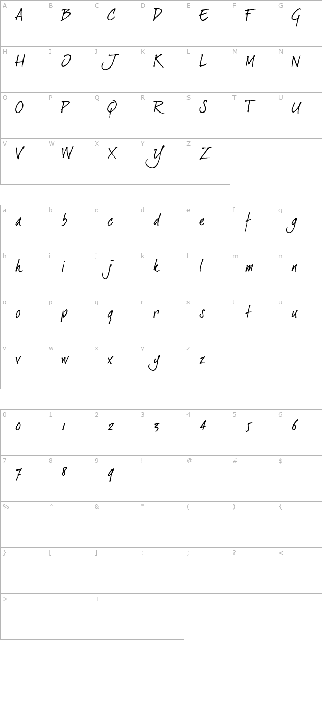 dearjoe-2-otf character map