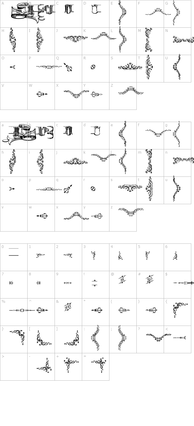 Deborah Extras Ornaments character map