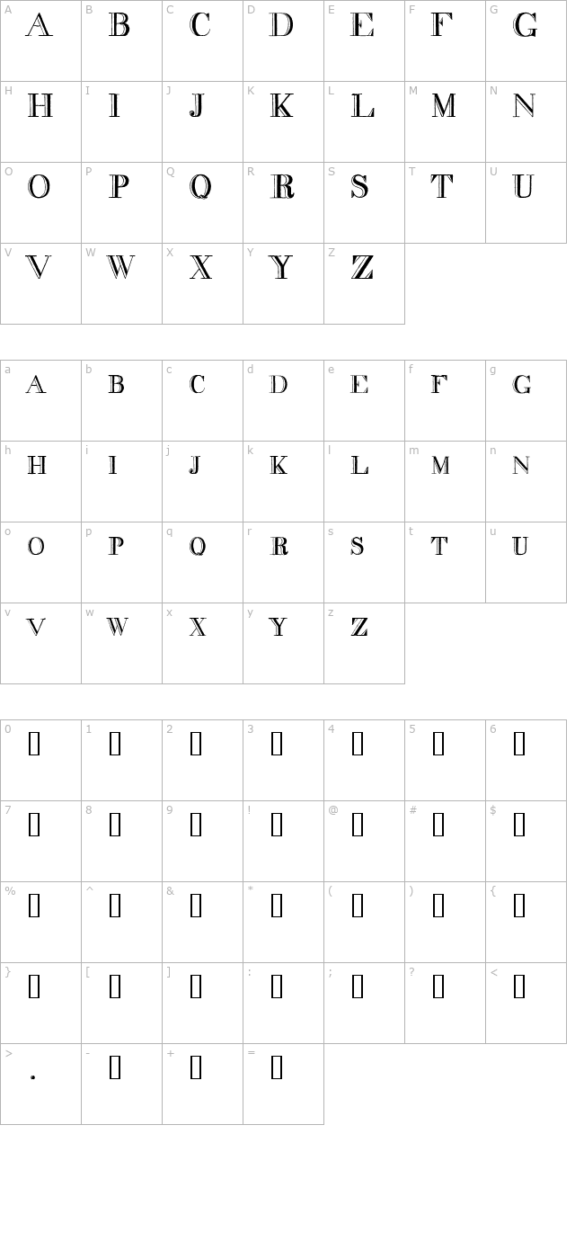 decadence-condensed character map