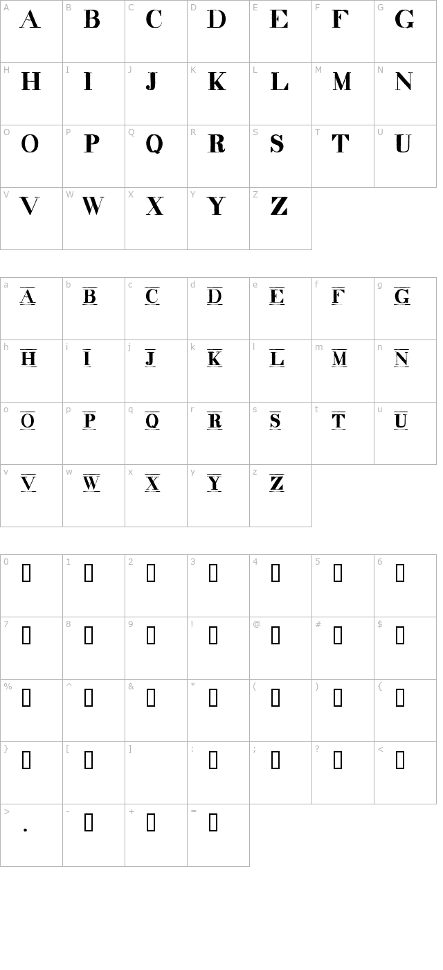 decadence itd condensed marquee character map