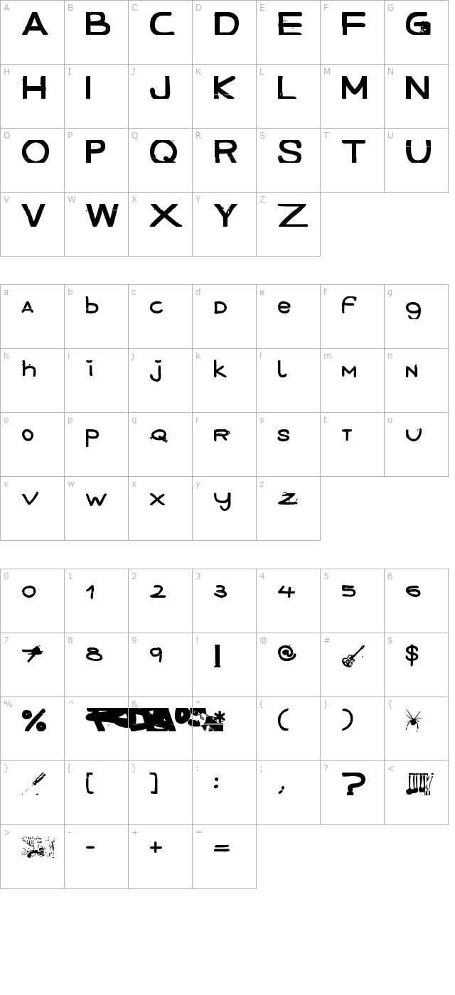 December Handmade character map