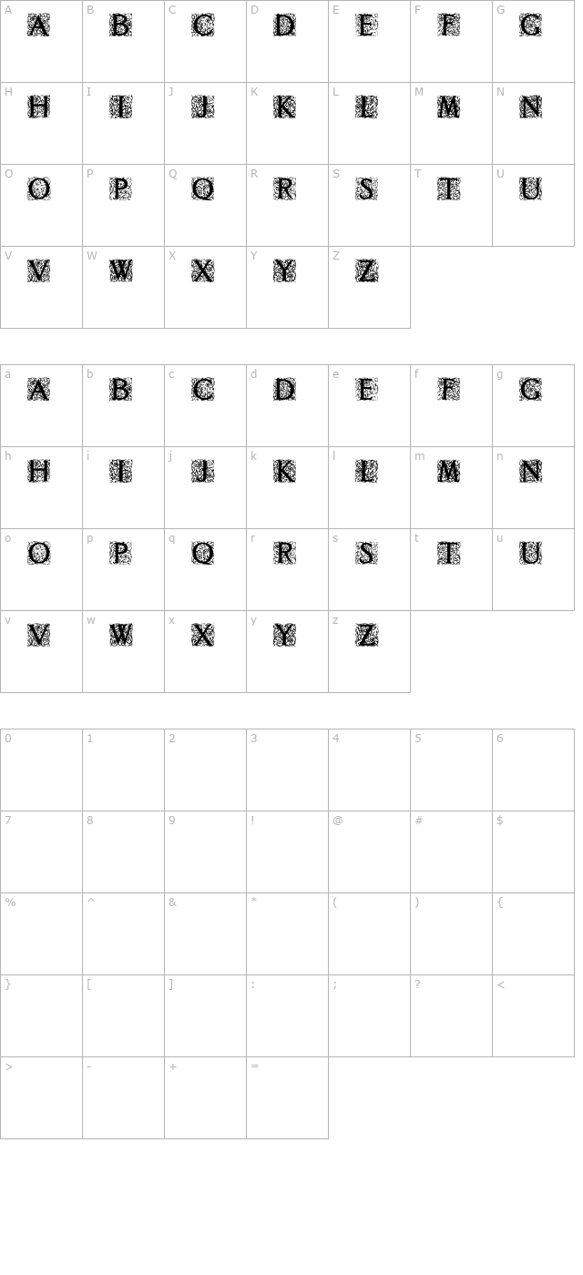 decorated-roman-initials character map