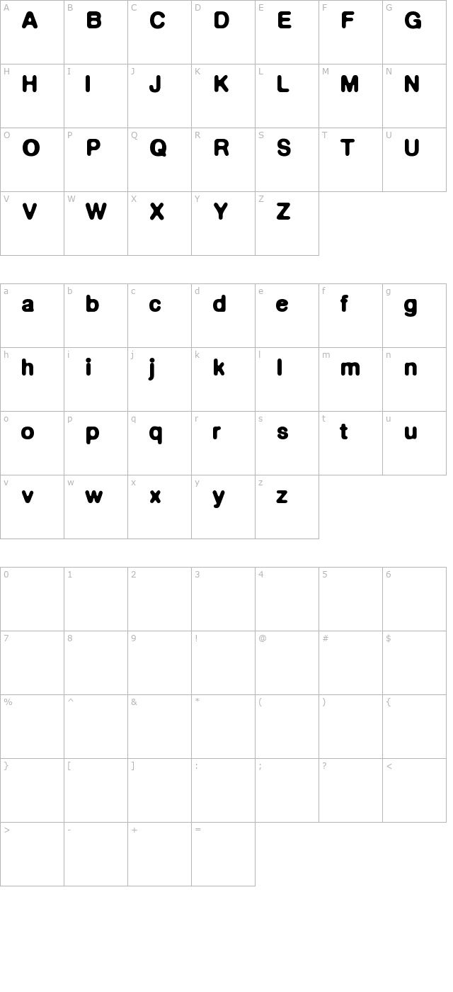 DeFonteDemiGras character map