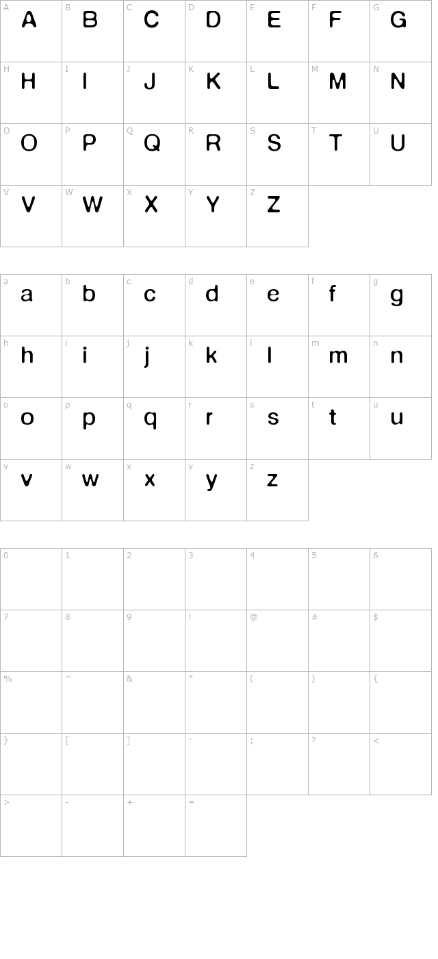 DeFonteNormale character map