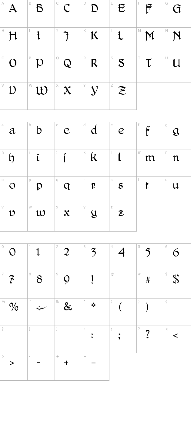 delitsch-antiqua character map