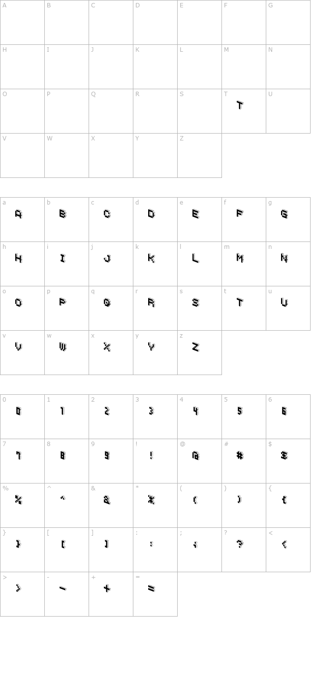 DemonCubicBlockFont Black character map