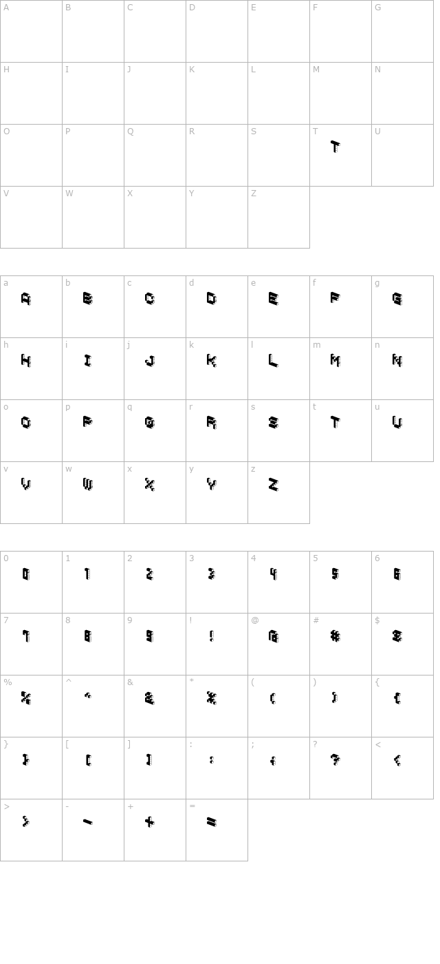 DemonCubicBlockFont Dark character map