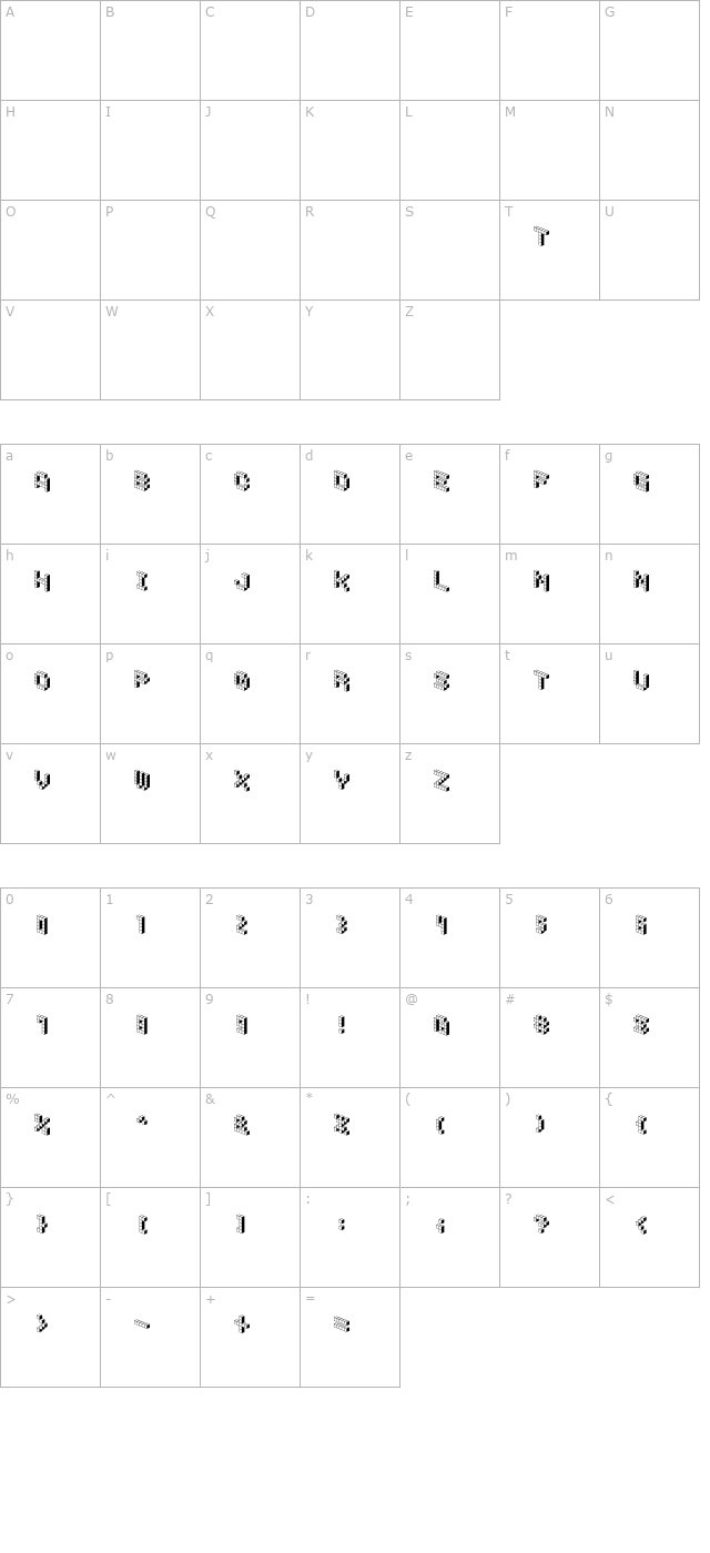 DemonCubicBlockFont Shade character map