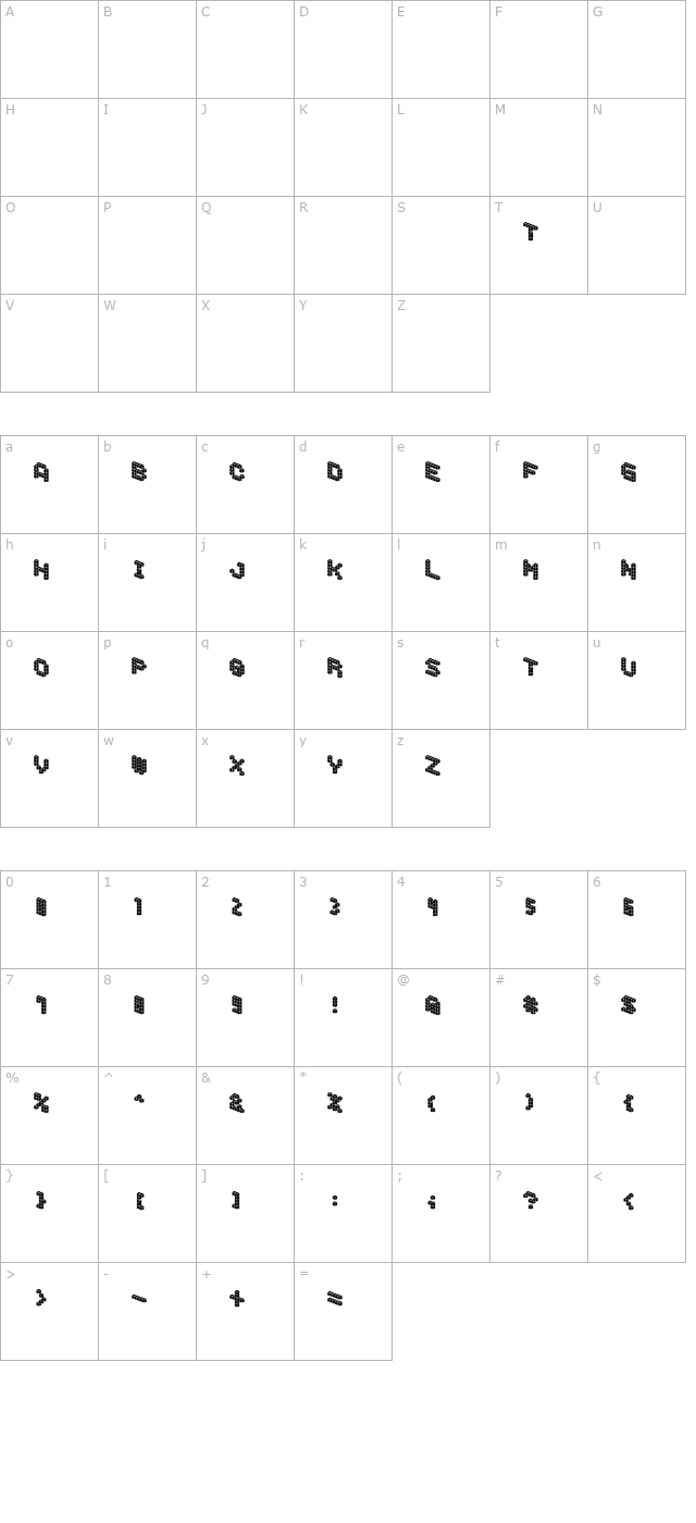 DemonCubicBlockFont Tile character map