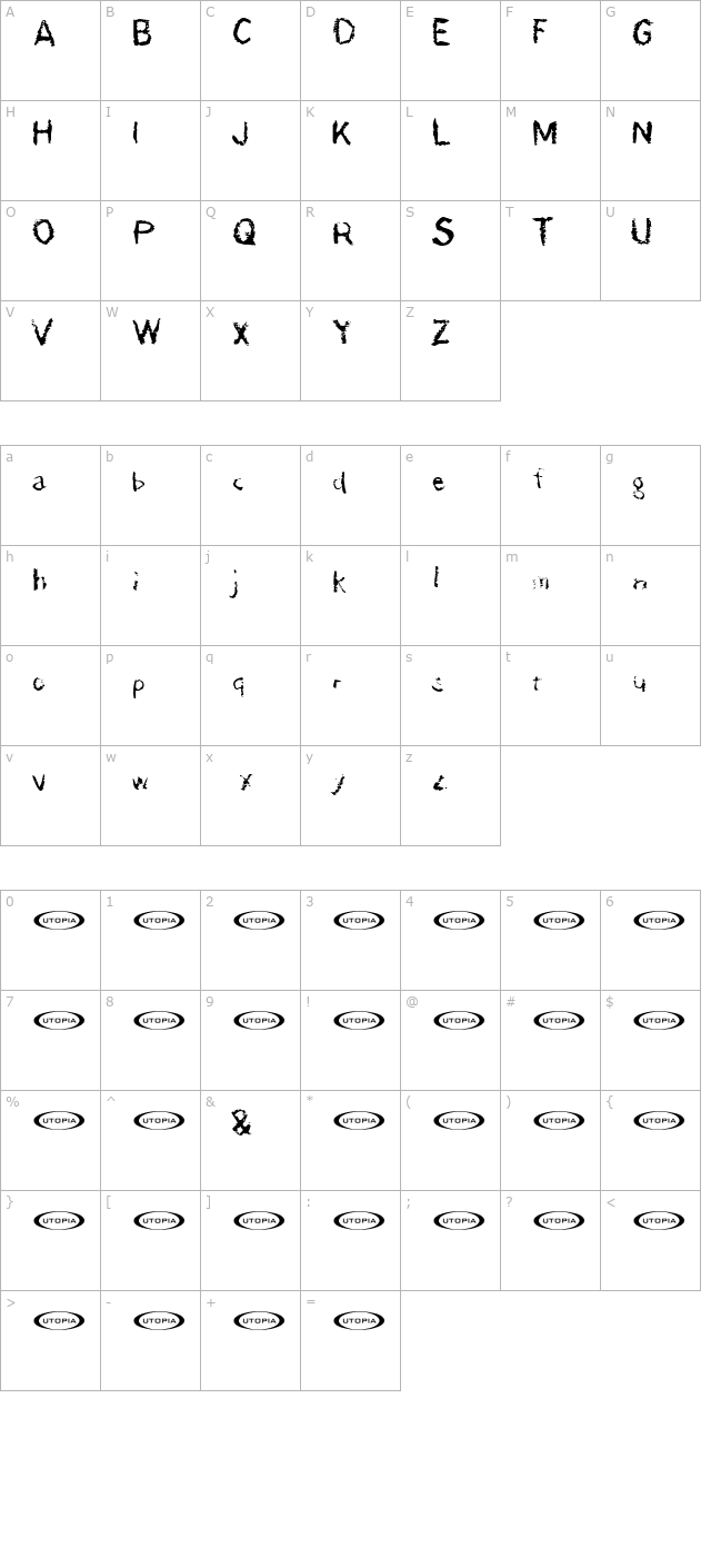 der Dämonschriftkegel character map