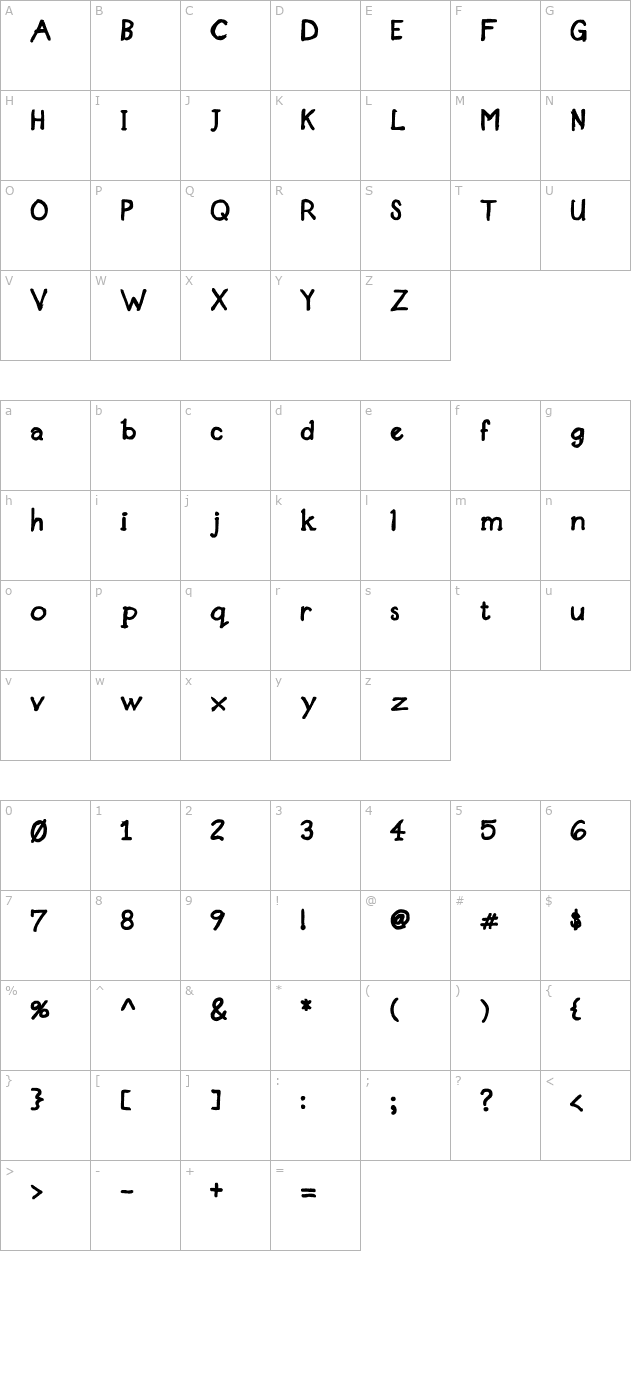 Designer Notes Bold character map