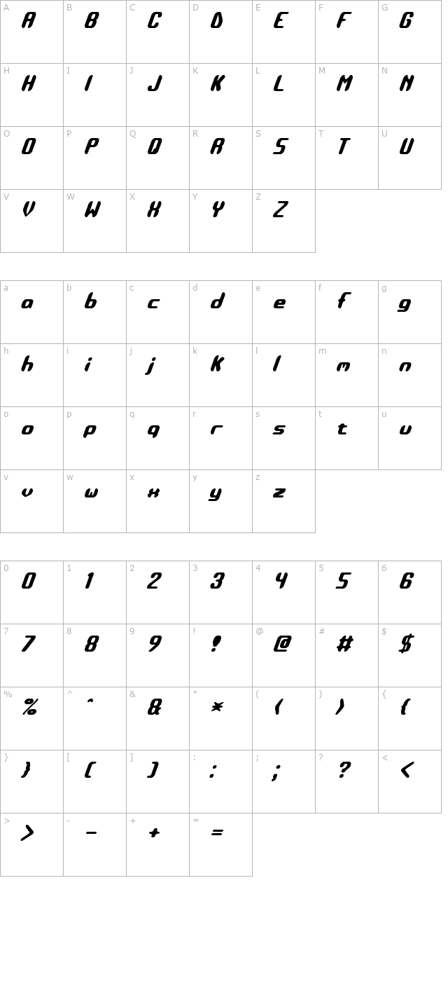 Detonate BRK character map