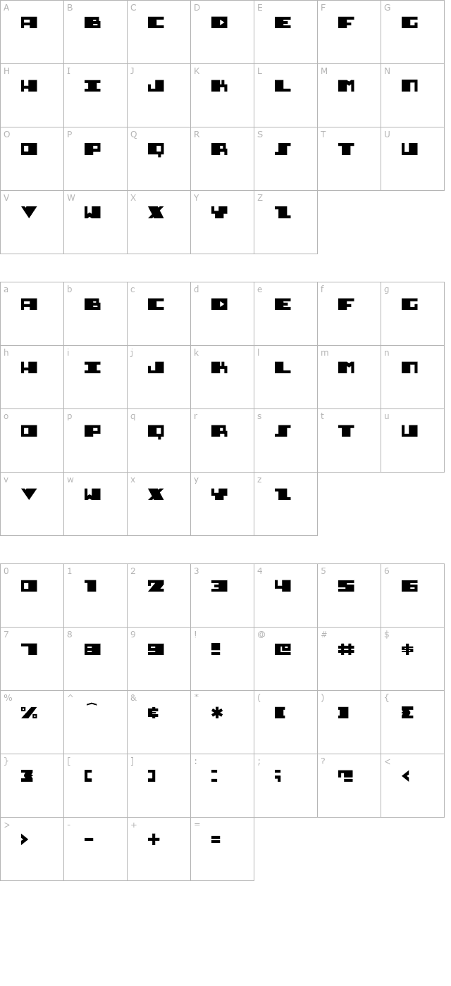 diesel-otf character map