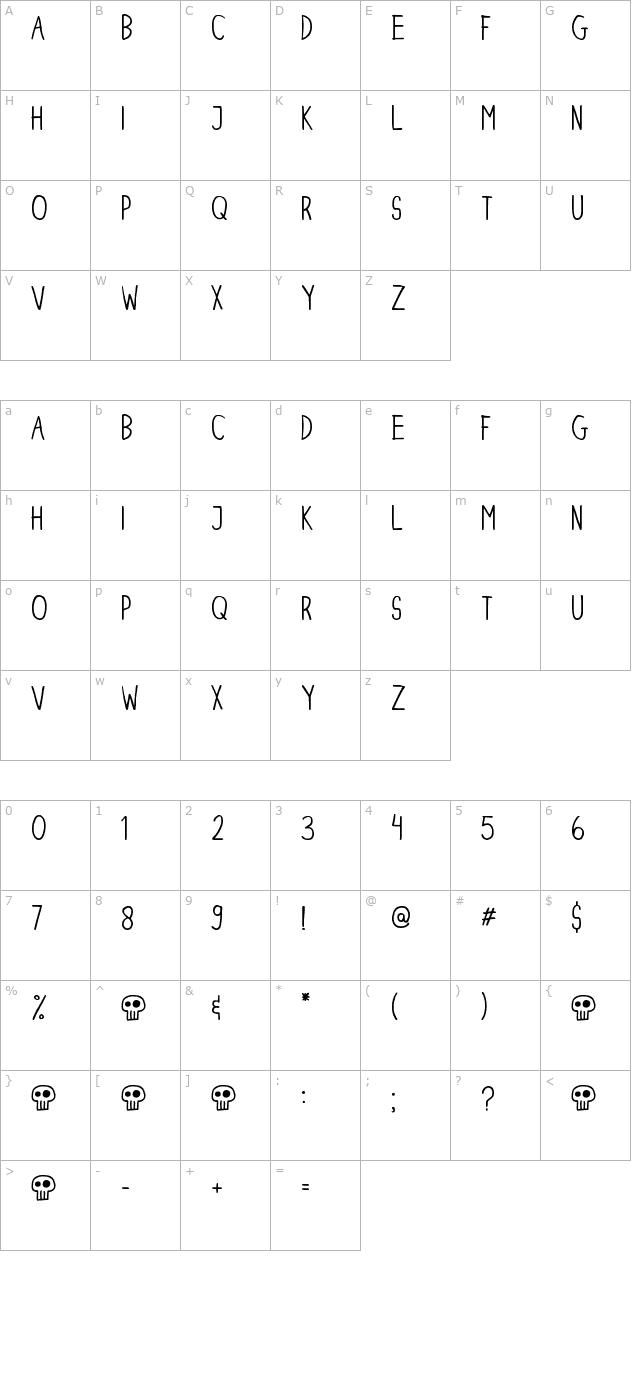 dinski-casual-condensed character map