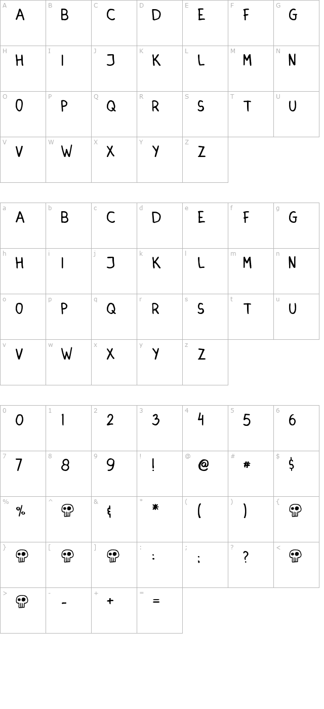 dinski-casual-handwriting character map