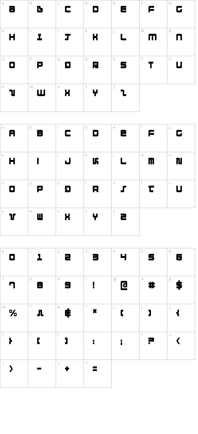 Direktor Condensed character map