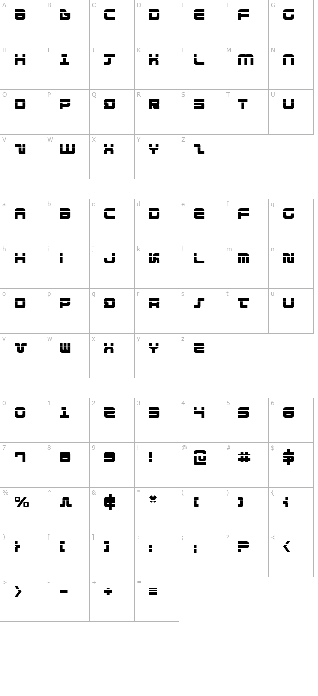 Direktor Laser character map