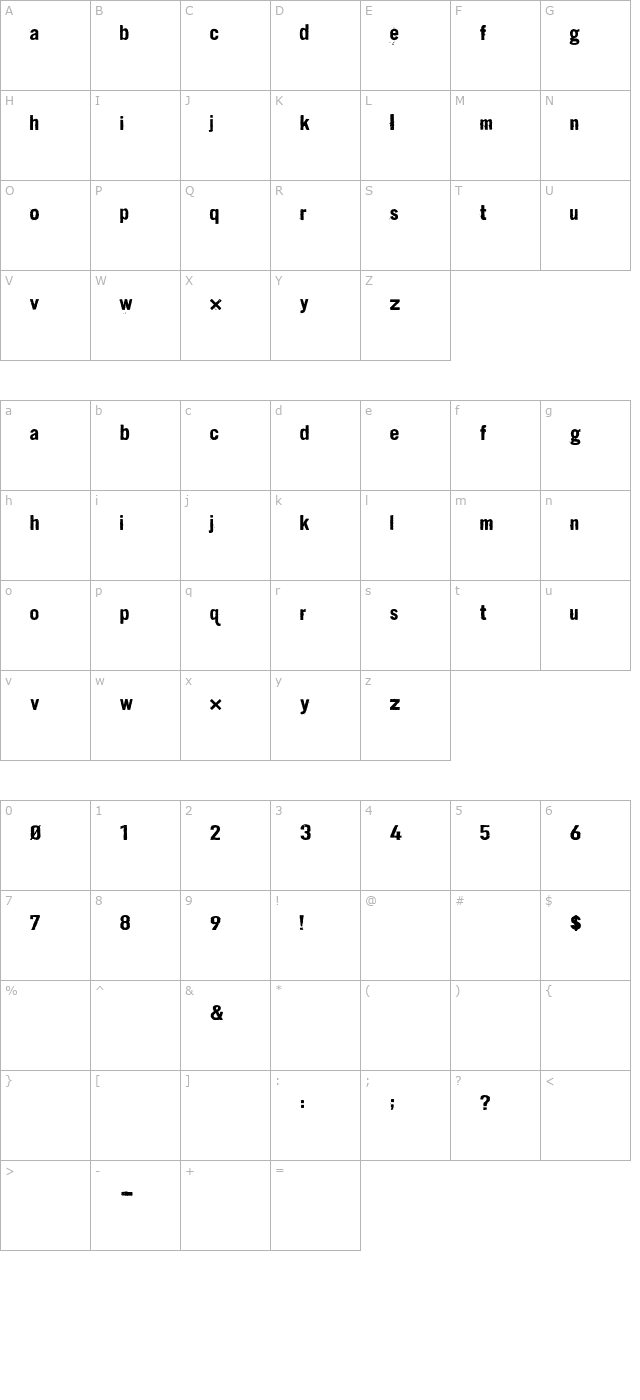 Dirt2 Stickler OTF character map