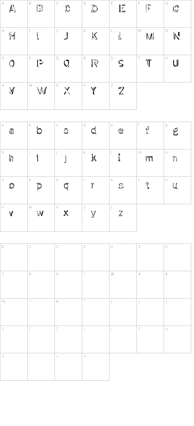 dirtfont character map