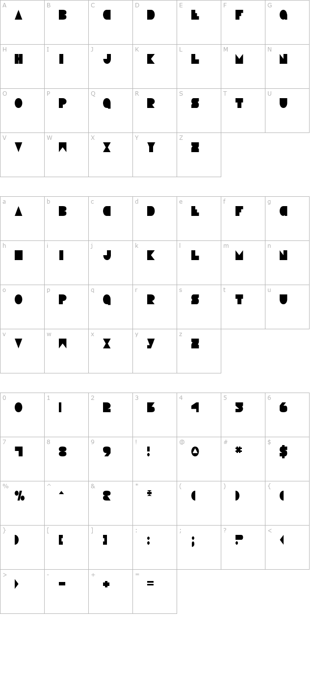 Disco Deck Condensed character map