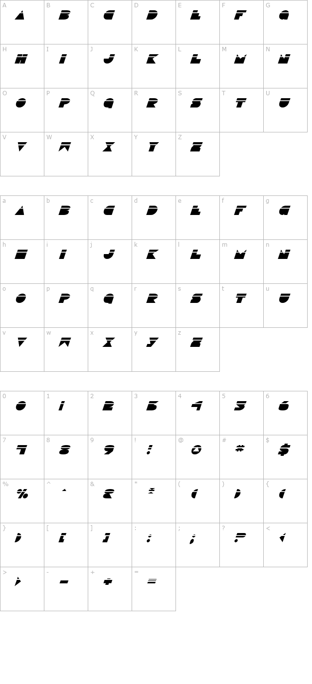 disco-deck-laser-italic character map