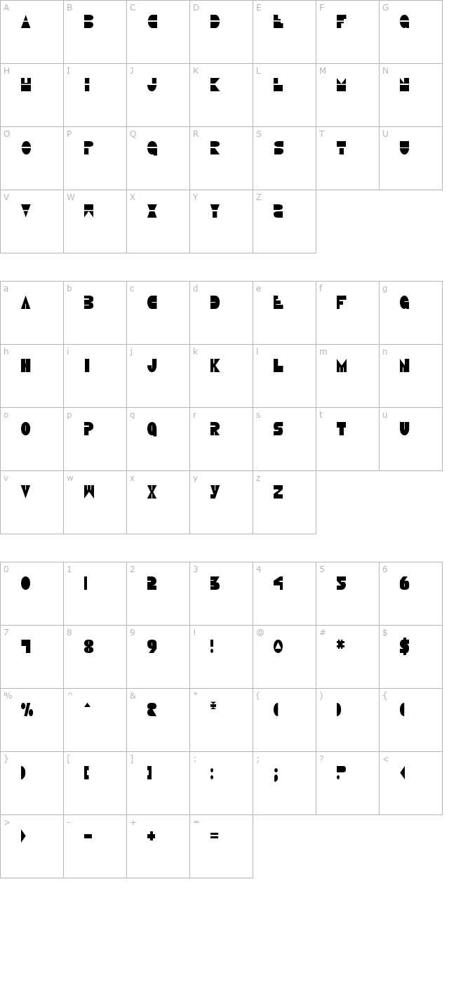 Disco Duck Condensed character map