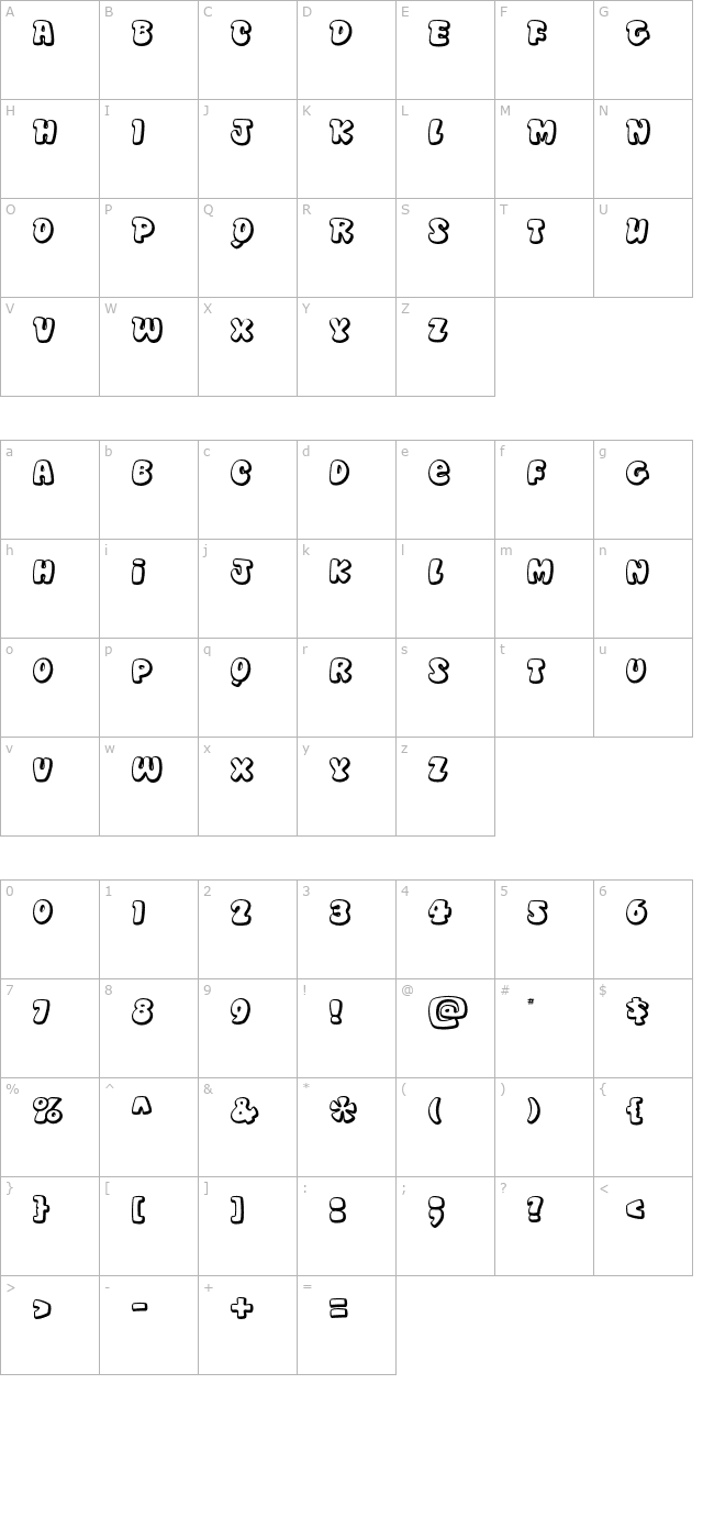 Disko OTF character map