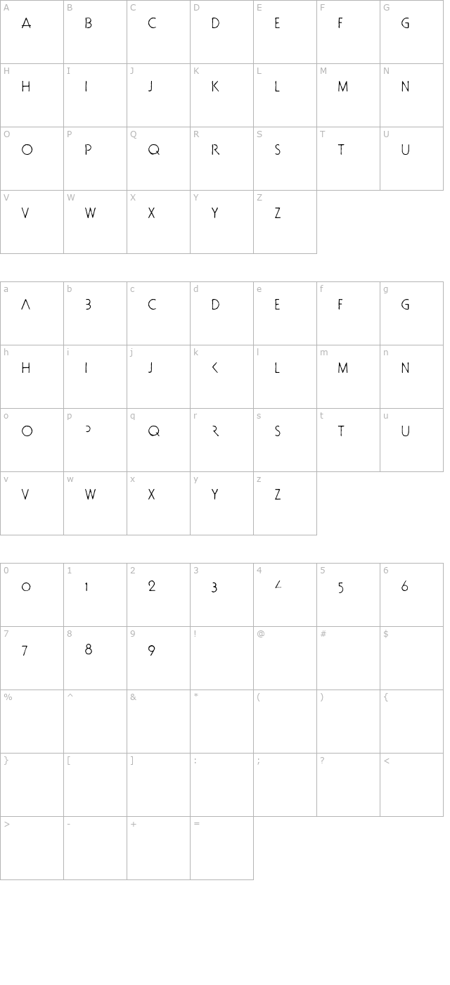 doctorbob-otf character map