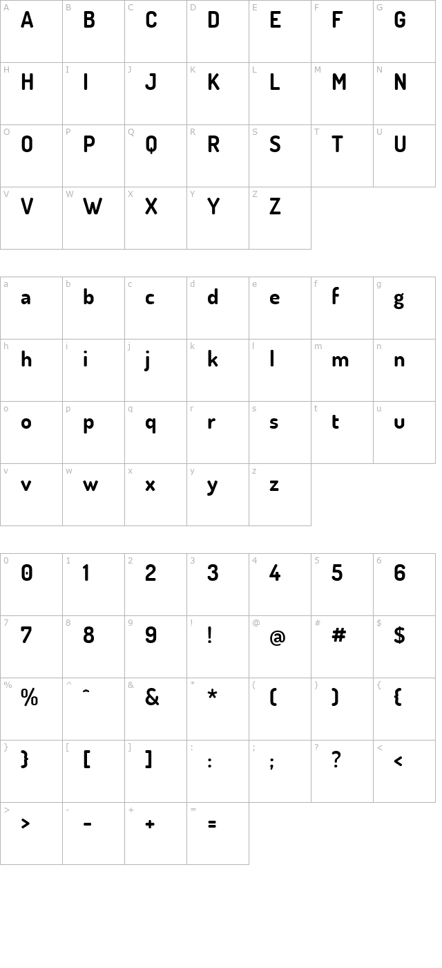 dosis-bold character map