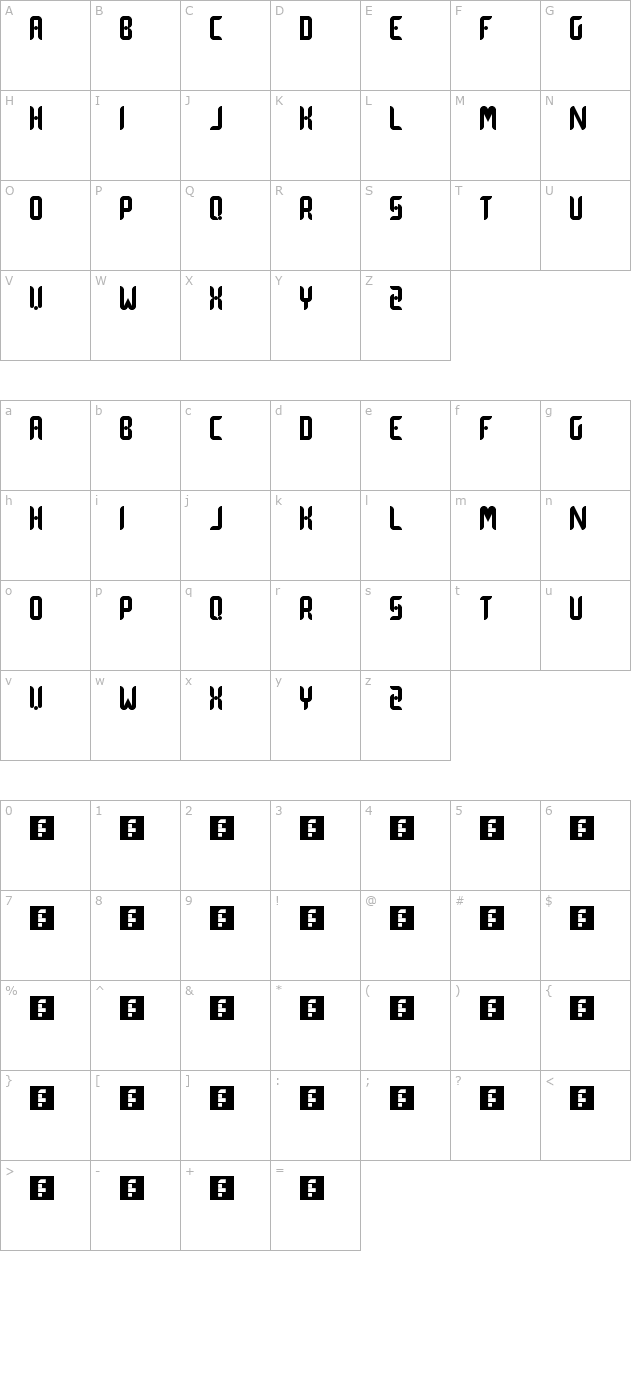 Dot Curve character map