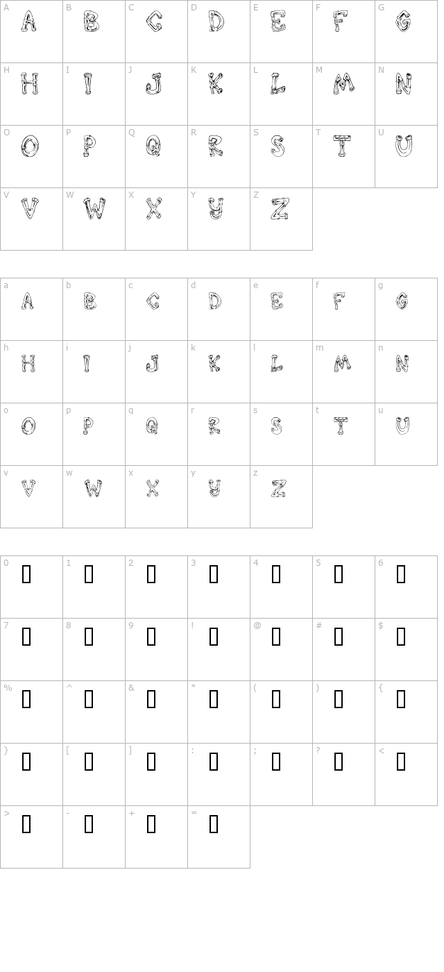 down-the-drain character map