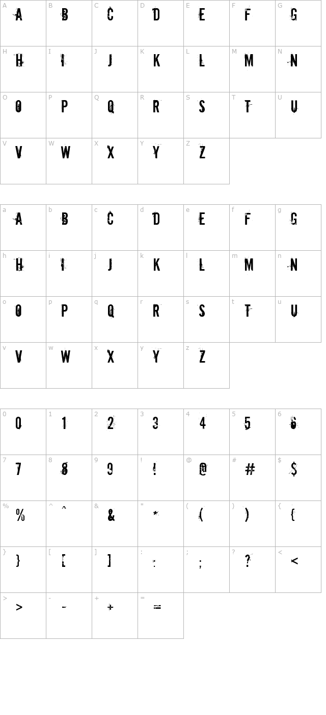 downcome character map