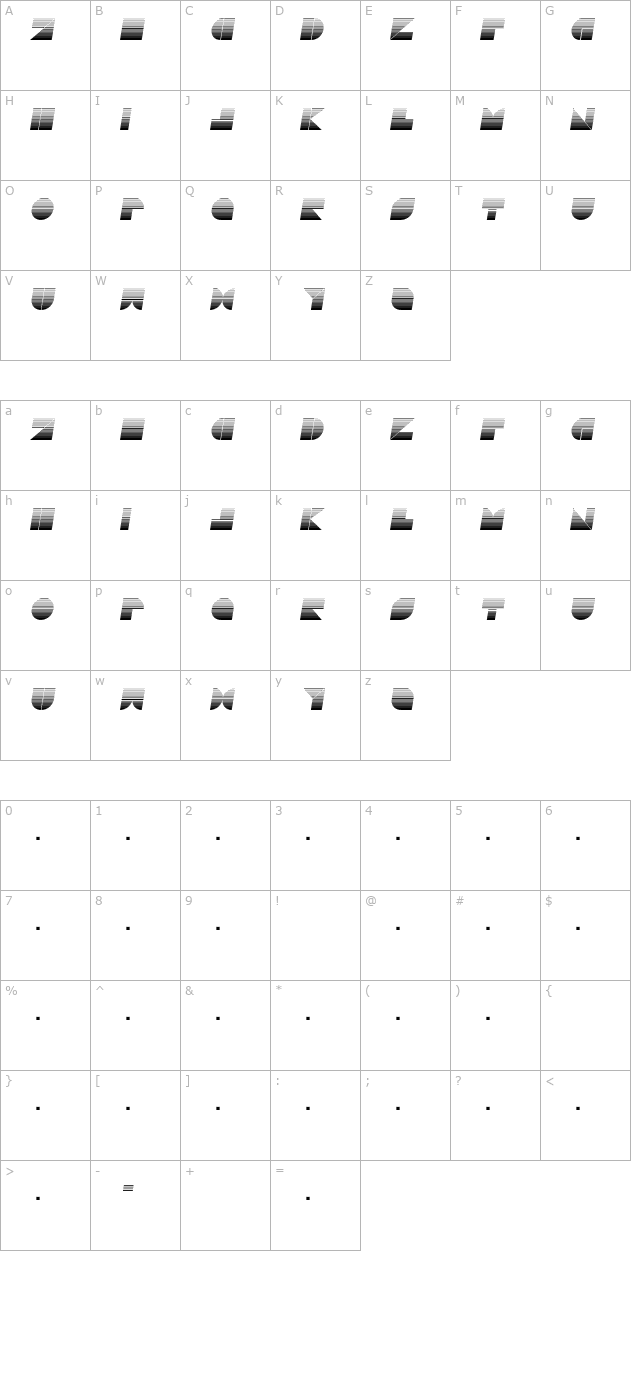 Drebiek Expanded Stripes Italic character map