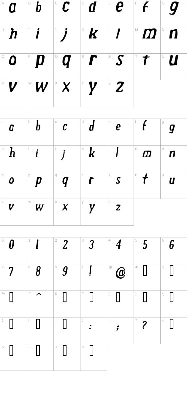 drek-normalitalic character map