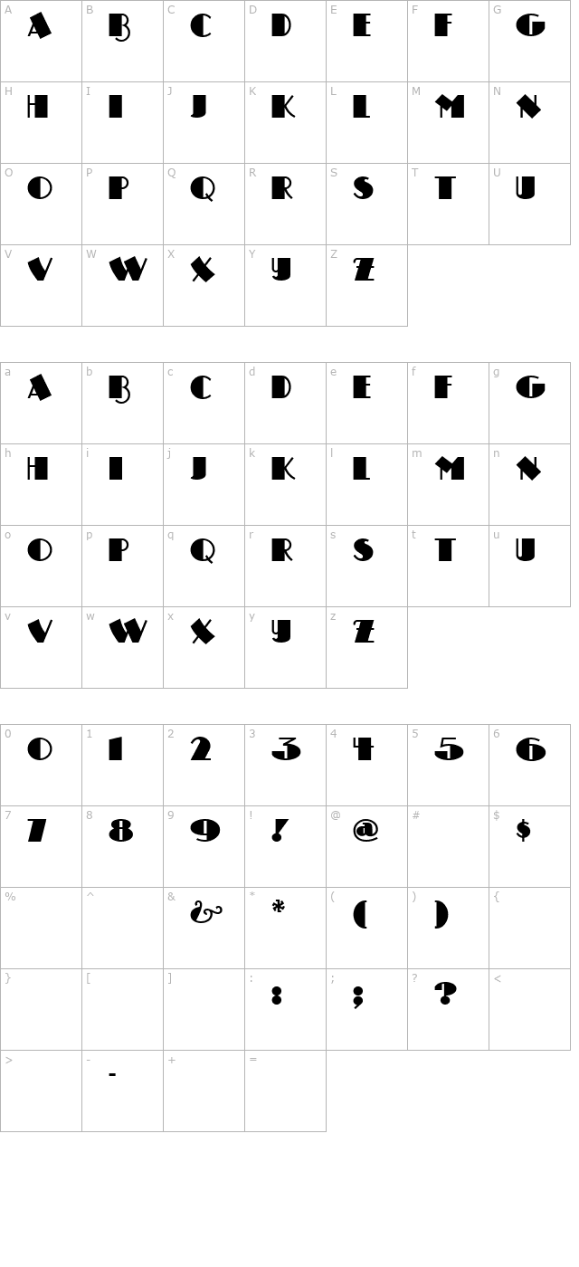 Drumag Studio NF character map